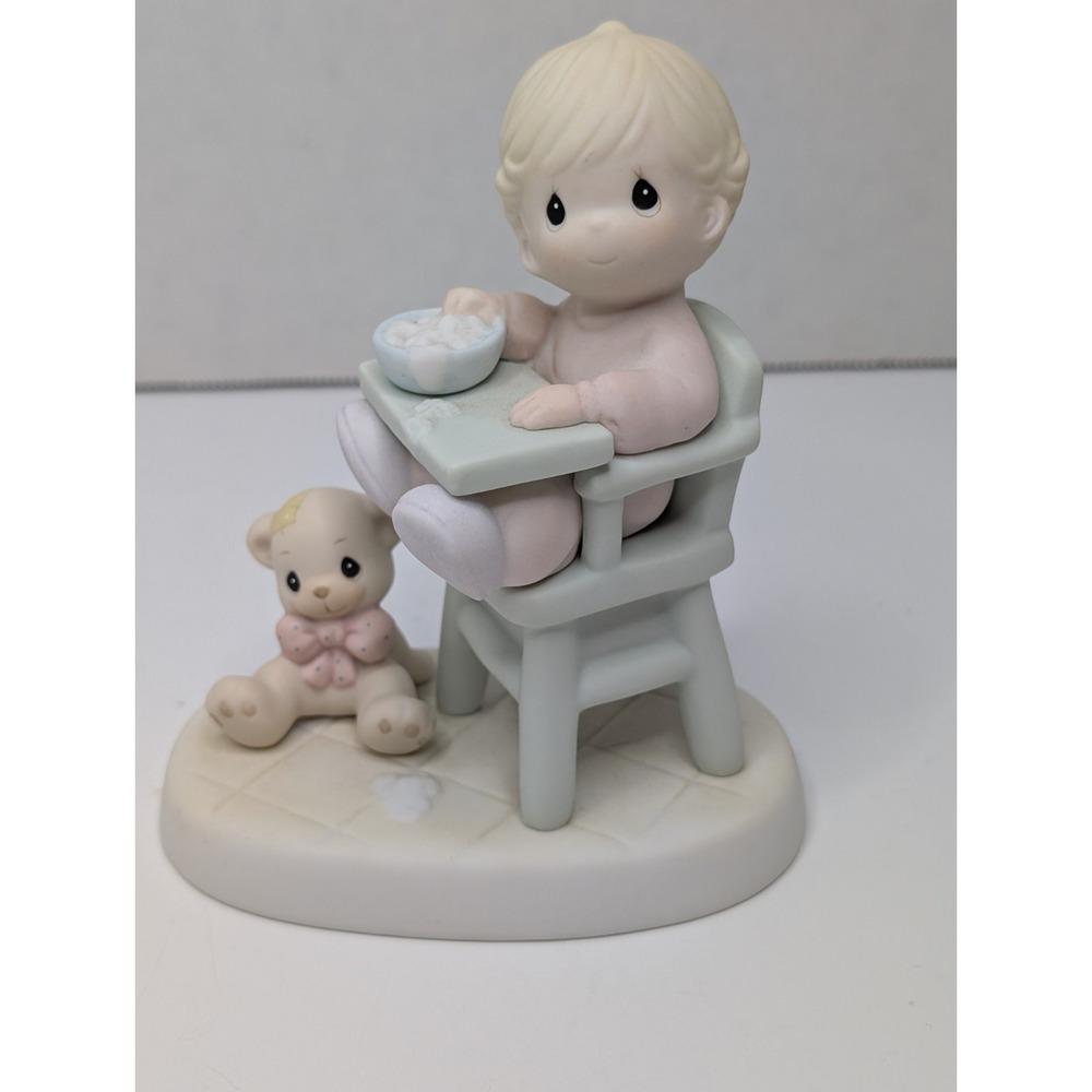 Precious Moments Baby's First Meal Figurine 1990 Enesco Samuel Butcher High...